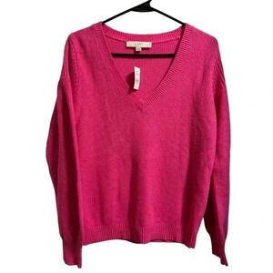 NWT Loft Pink Knit V Neck Sweater Size Medium
